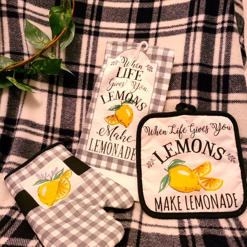 Kitchen 3 piece Linen Lemon Set